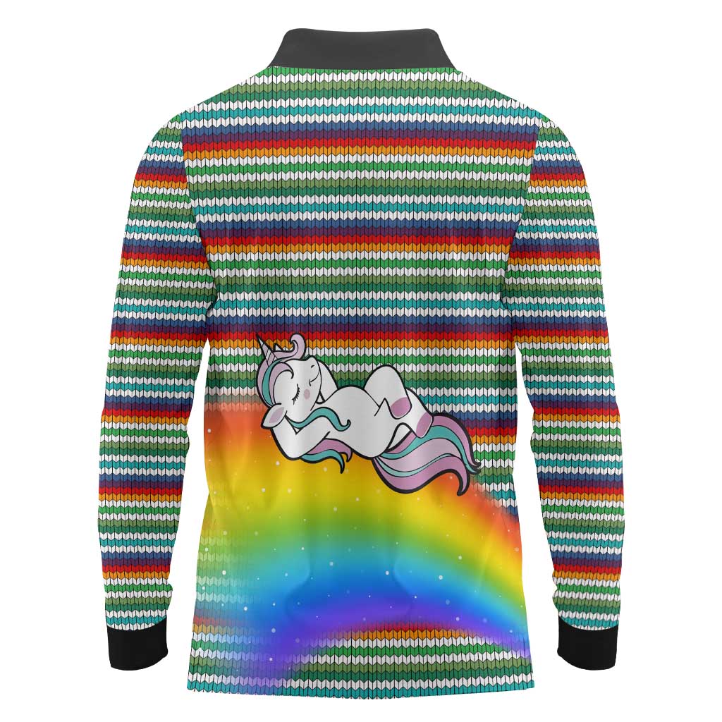 Funny Unicorn Sometimes When I Close My Eyes Christmas Long Sleeve Polo Shirt Xmas Holiday Patterns - Wonder Print Shop