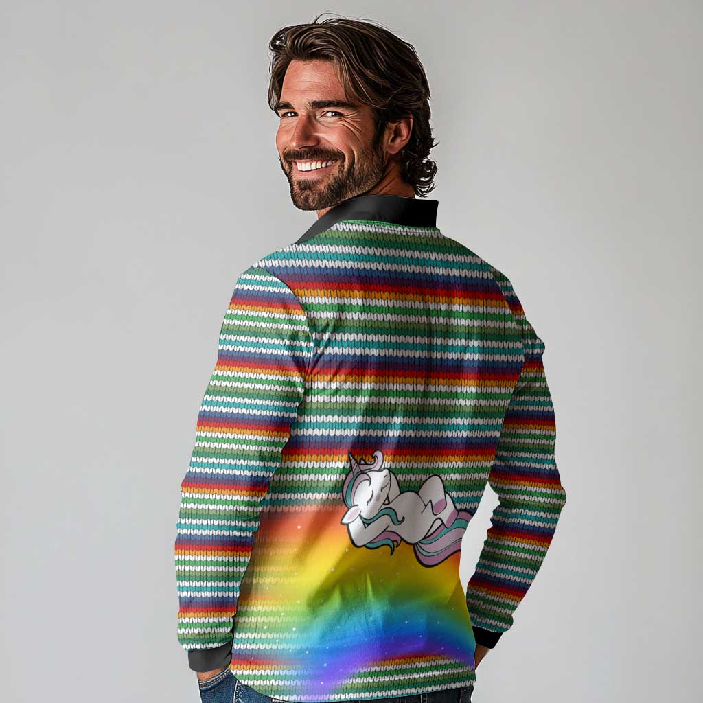 Funny Unicorn Sometimes When I Close My Eyes Christmas Long Sleeve Polo Shirt Xmas Holiday Patterns - Wonder Print Shop