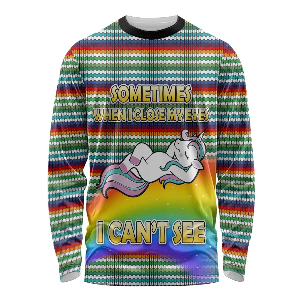 Funny Unicorn Sometimes When I Close My Eyes Christmas Long Sleeve Shirt Xmas Holiday Patterns - Wonder Print Shop