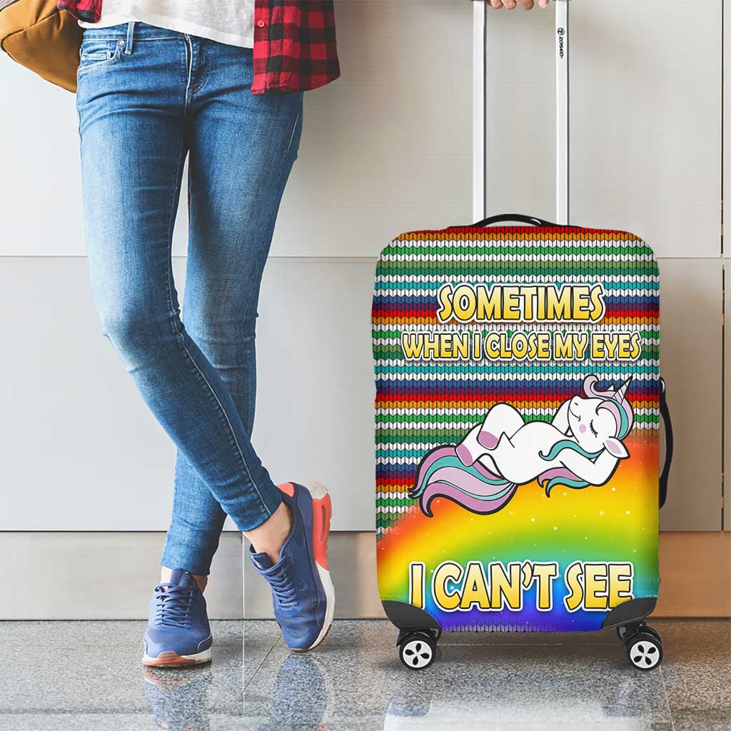 Funny Unicorn Sometimes When I Close My Eyes Christmas Luggage Cover Xmas Holiday Patterns - Wonder Print Shop