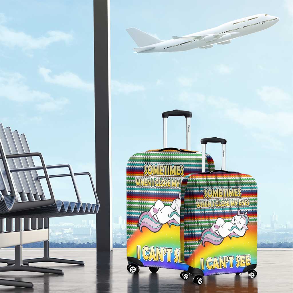 Funny Unicorn Sometimes When I Close My Eyes Christmas Luggage Cover Xmas Holiday Patterns - Wonder Print Shop