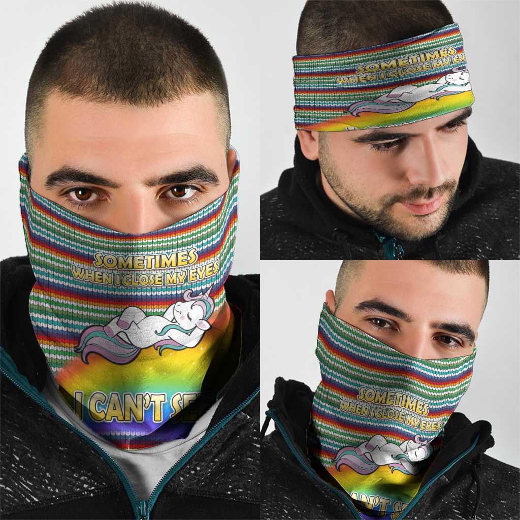Funny Unicorn Sometimes When I Close My Eyes Christmas Neck Gaiter Xmas Holiday Patterns - Wonder Print Shop