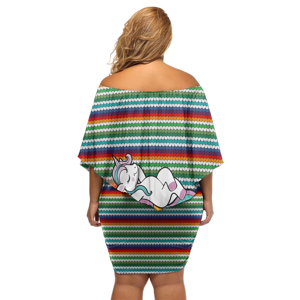 Funny Unicorn Sometimes When I Close My Eyes Christmas Off Shoulder Short Dress Xmas Holiday Patterns - Wonder Print Shop