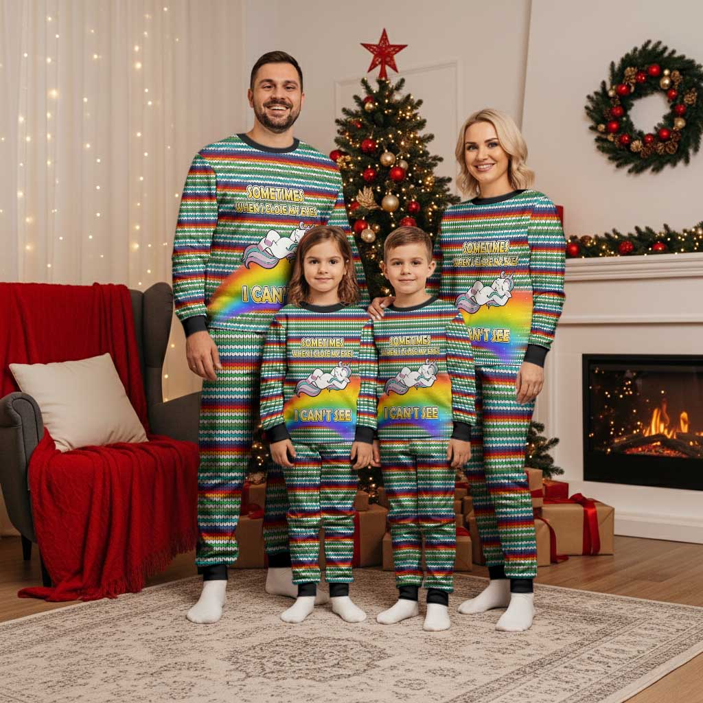 Funny Unicorn Sometimes When I Close My Eyes Christmas Pajama Set Xmas Holiday Patterns - Wonder Print Shop