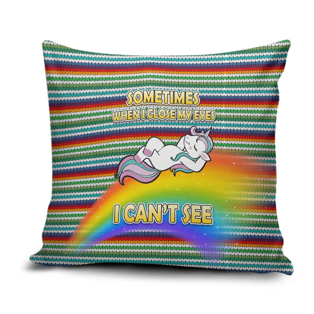 Funny Unicorn Sometimes When I Close My Eyes Christmas Pillow Cover Xmas Holiday Patterns - Wonder Print Shop