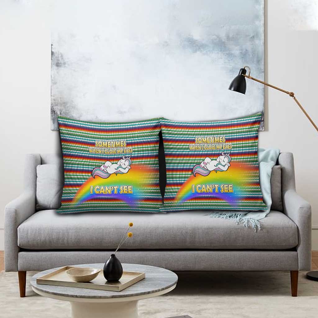 Funny Unicorn Sometimes When I Close My Eyes Christmas Pillow Cover Xmas Holiday Patterns - Wonder Print Shop