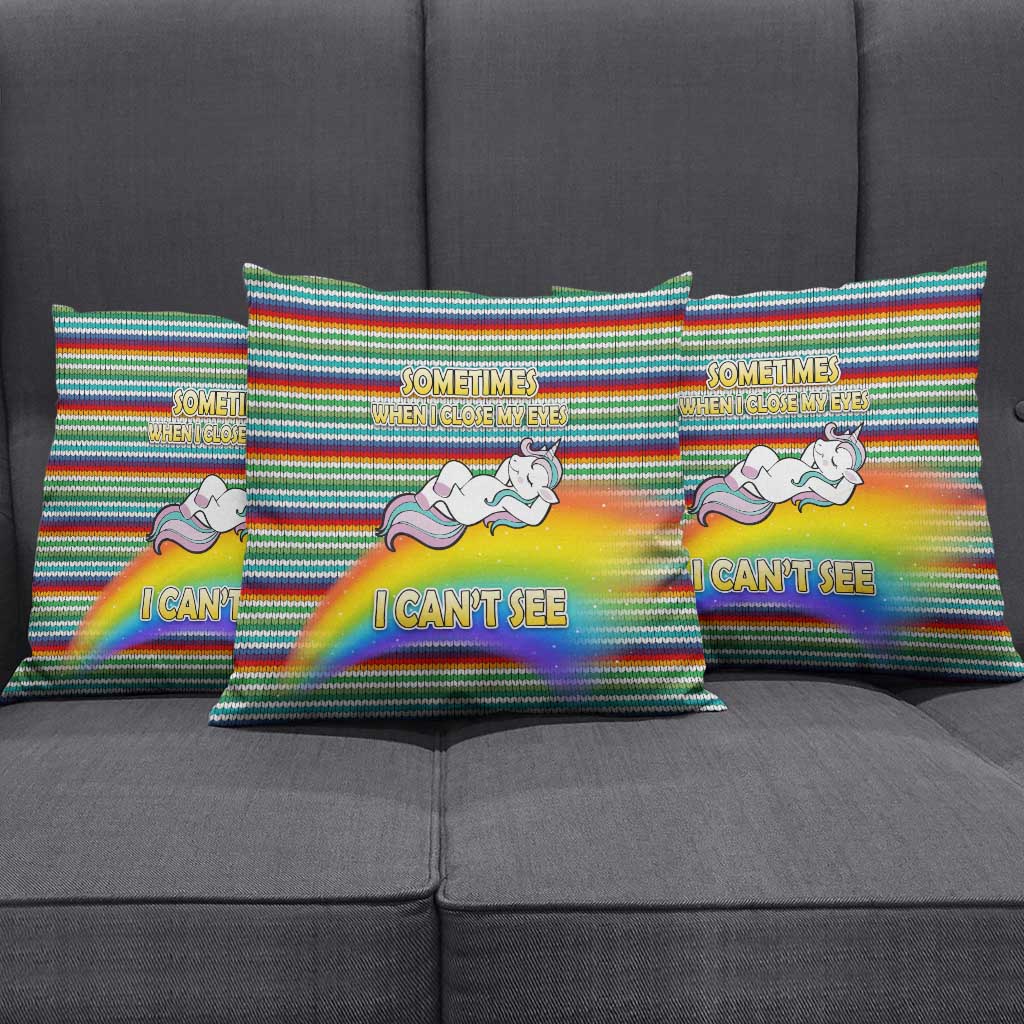 Funny Unicorn Sometimes When I Close My Eyes Christmas Pillow Cover Xmas Holiday Patterns - Wonder Print Shop
