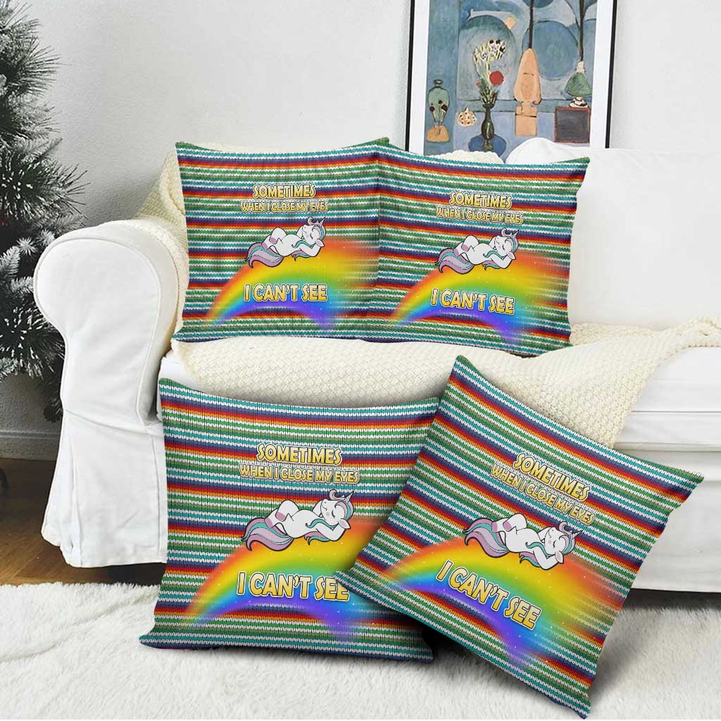 Funny Unicorn Sometimes When I Close My Eyes Christmas Pillow Cover Xmas Holiday Patterns - Wonder Print Shop