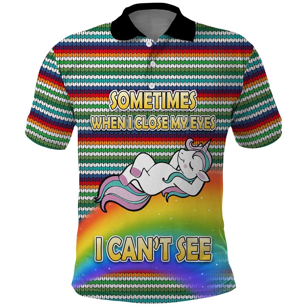 Funny Unicorn Sometimes When I Close My Eyes Christmas Polo Shirt Xmas Holiday Patterns - Wonder Print Shop