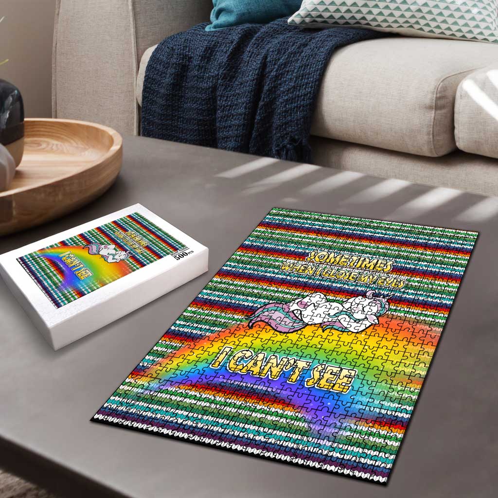 Funny Unicorn Sometimes When I Close My Eyes Christmas Puzzle Xmas Holiday Patterns - Wonder Print Shop