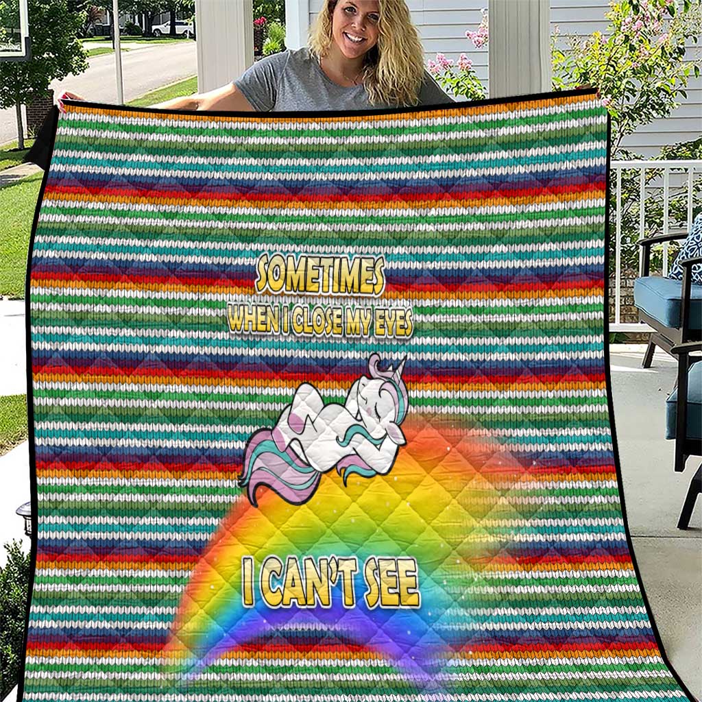 Funny Unicorn Sometimes When I Close My Eyes Christmas Quilt Xmas Holiday Patterns - Wonder Print Shop