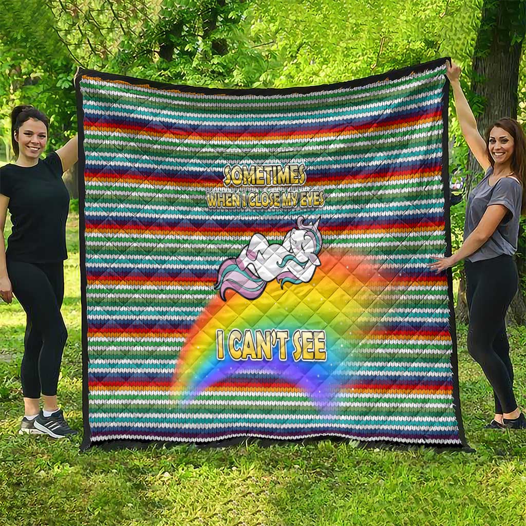 Funny Unicorn Sometimes When I Close My Eyes Christmas Quilt Xmas Holiday Patterns - Wonder Print Shop