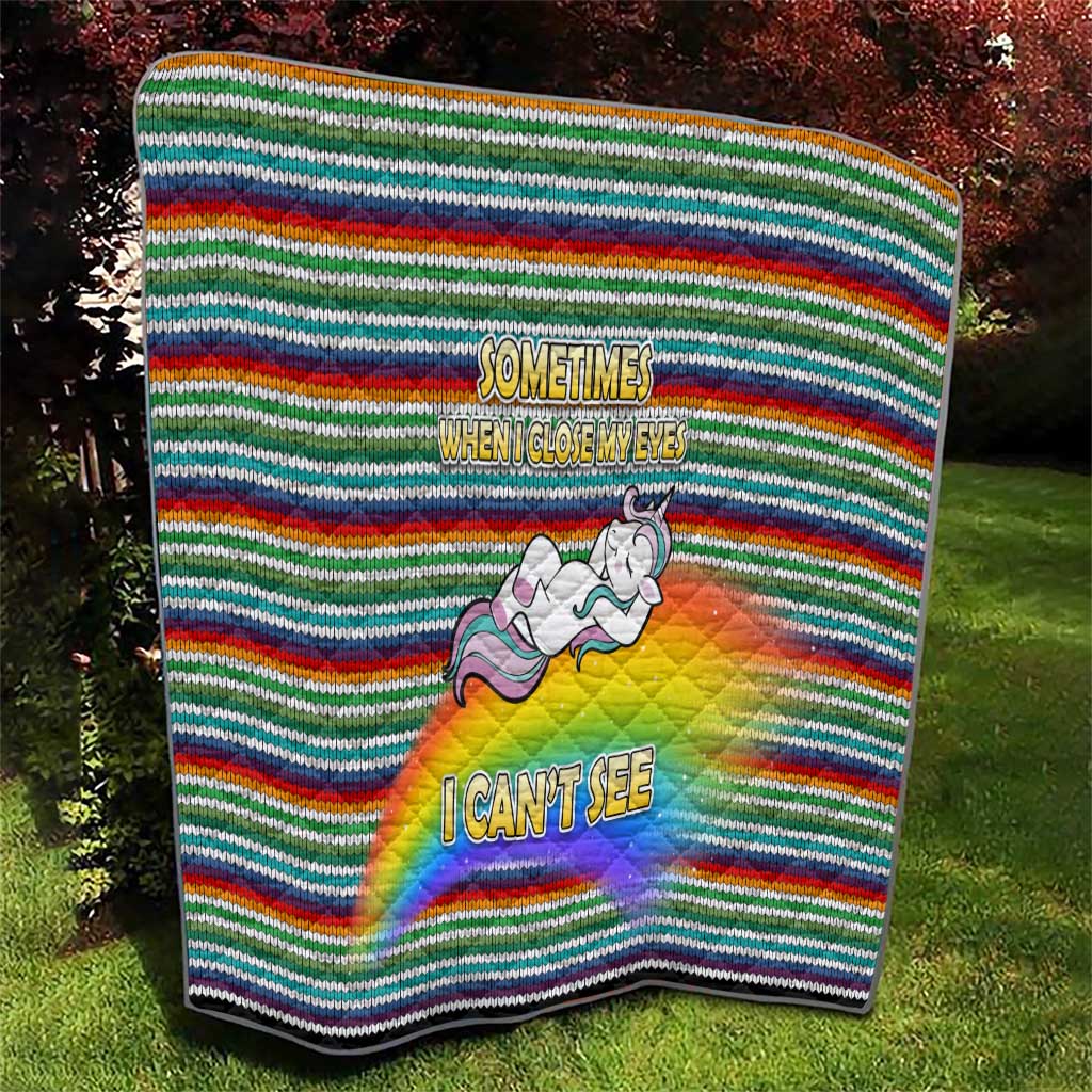 Funny Unicorn Sometimes When I Close My Eyes Christmas Quilt Xmas Holiday Patterns - Wonder Print Shop