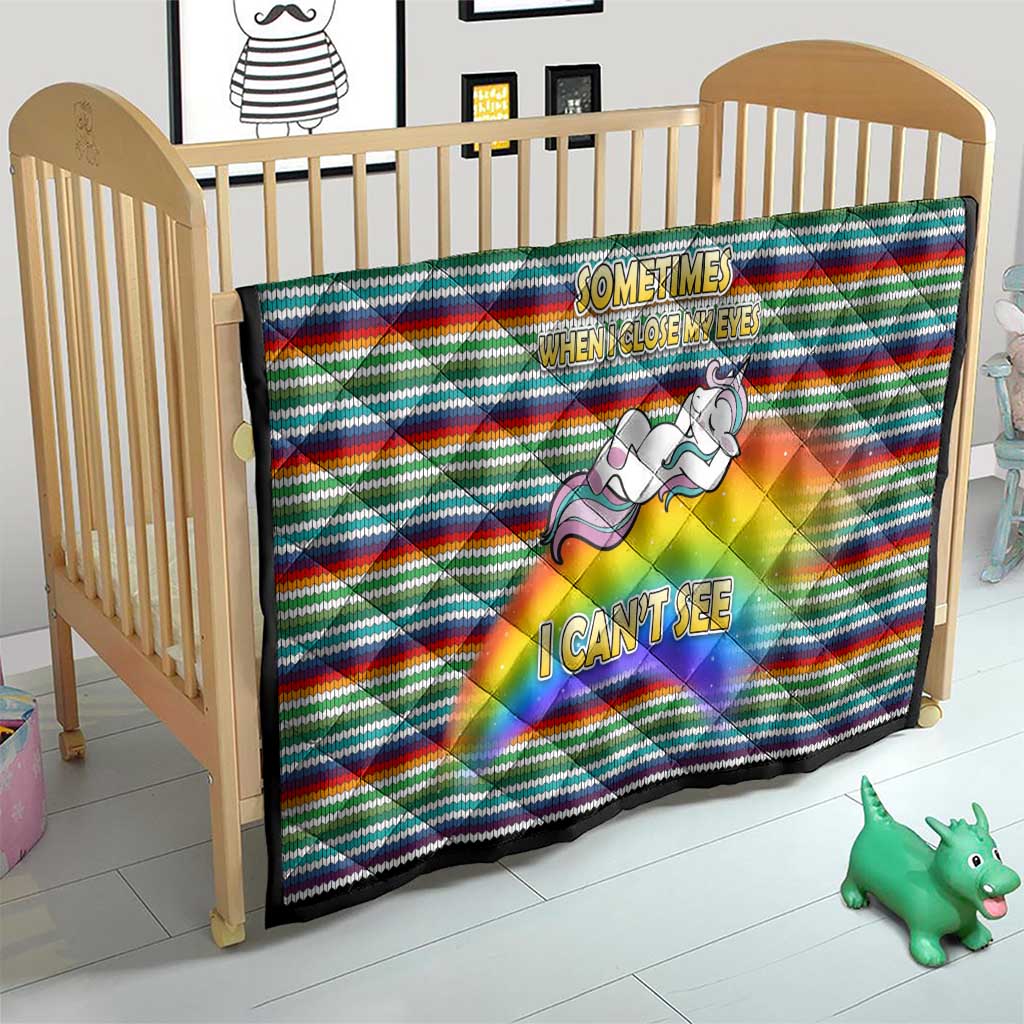 Funny Unicorn Sometimes When I Close My Eyes Christmas Quilt Xmas Holiday Patterns - Wonder Print Shop