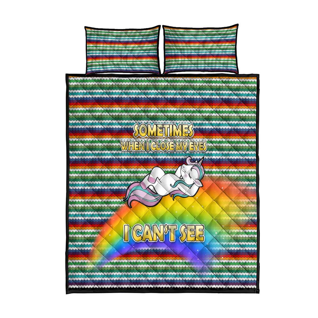 Funny Unicorn Sometimes When I Close My Eyes Christmas Quilt Bed Set Xmas Holiday Patterns - Wonder Print Shop
