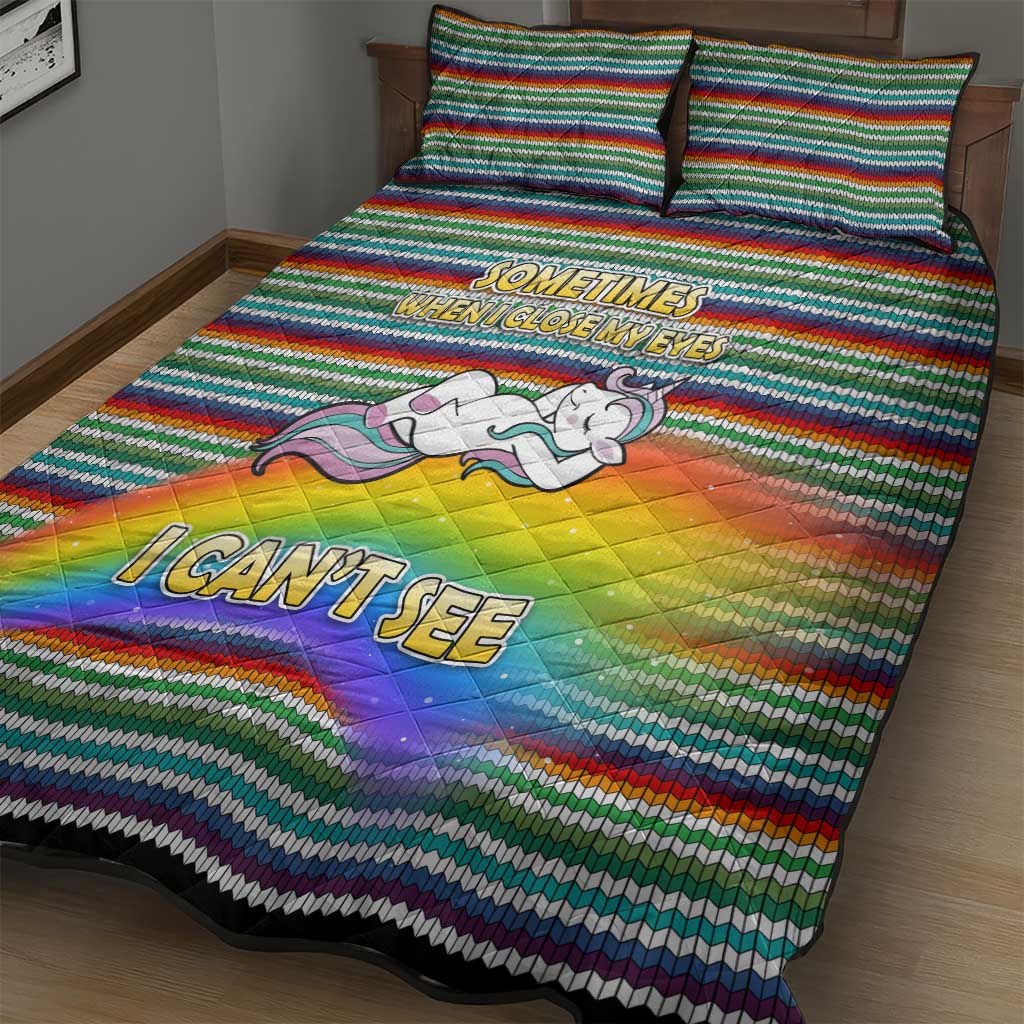 Funny Unicorn Sometimes When I Close My Eyes Christmas Quilt Bed Set Xmas Holiday Patterns - Wonder Print Shop