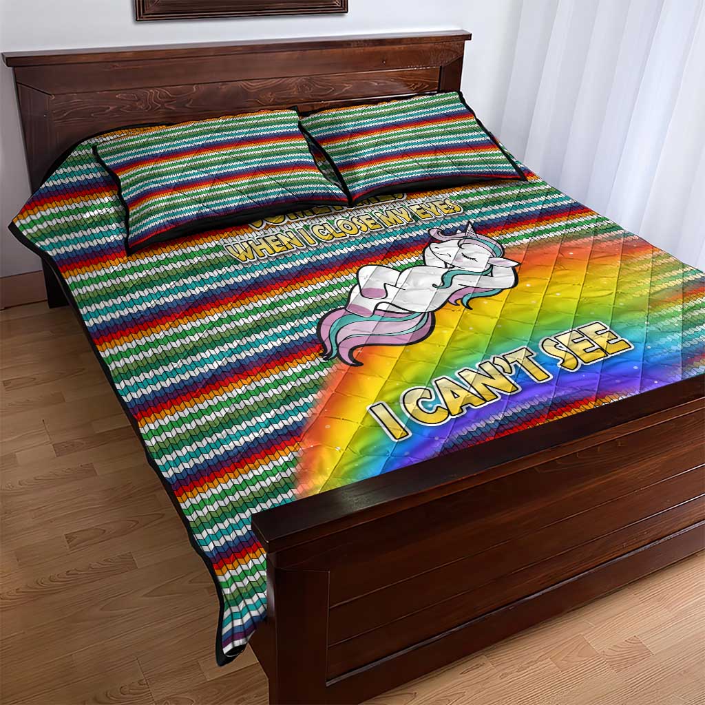 Funny Unicorn Sometimes When I Close My Eyes Christmas Quilt Bed Set Xmas Holiday Patterns - Wonder Print Shop