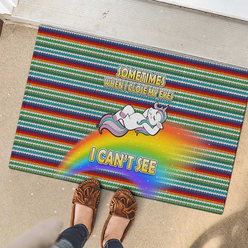 Funny Unicorn Sometimes When I Close My Eyes Christmas Rubber Doormat Xmas Holiday Patterns - Wonder Print Shop