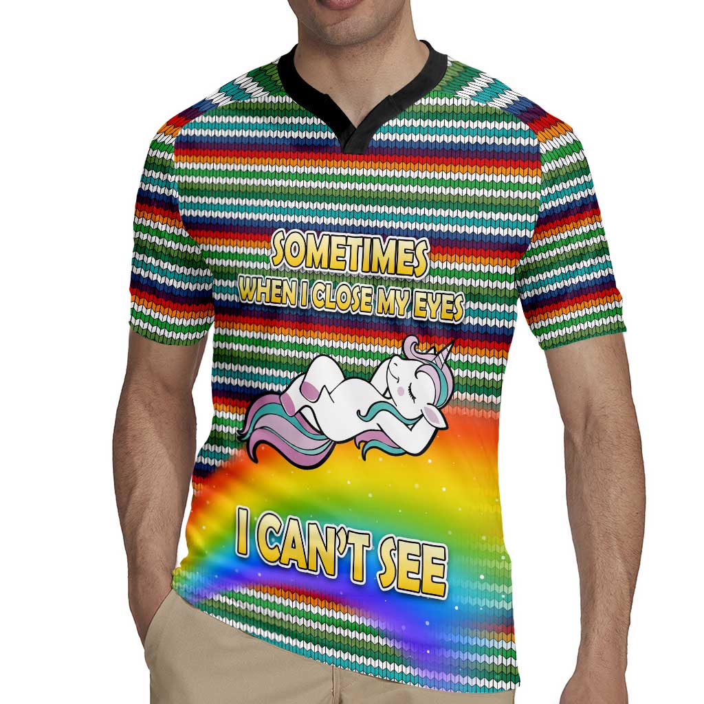 Funny Unicorn Sometimes When I Close My Eyes Christmas Rugby Jersey Xmas Holiday Patterns - Wonder Print Shop