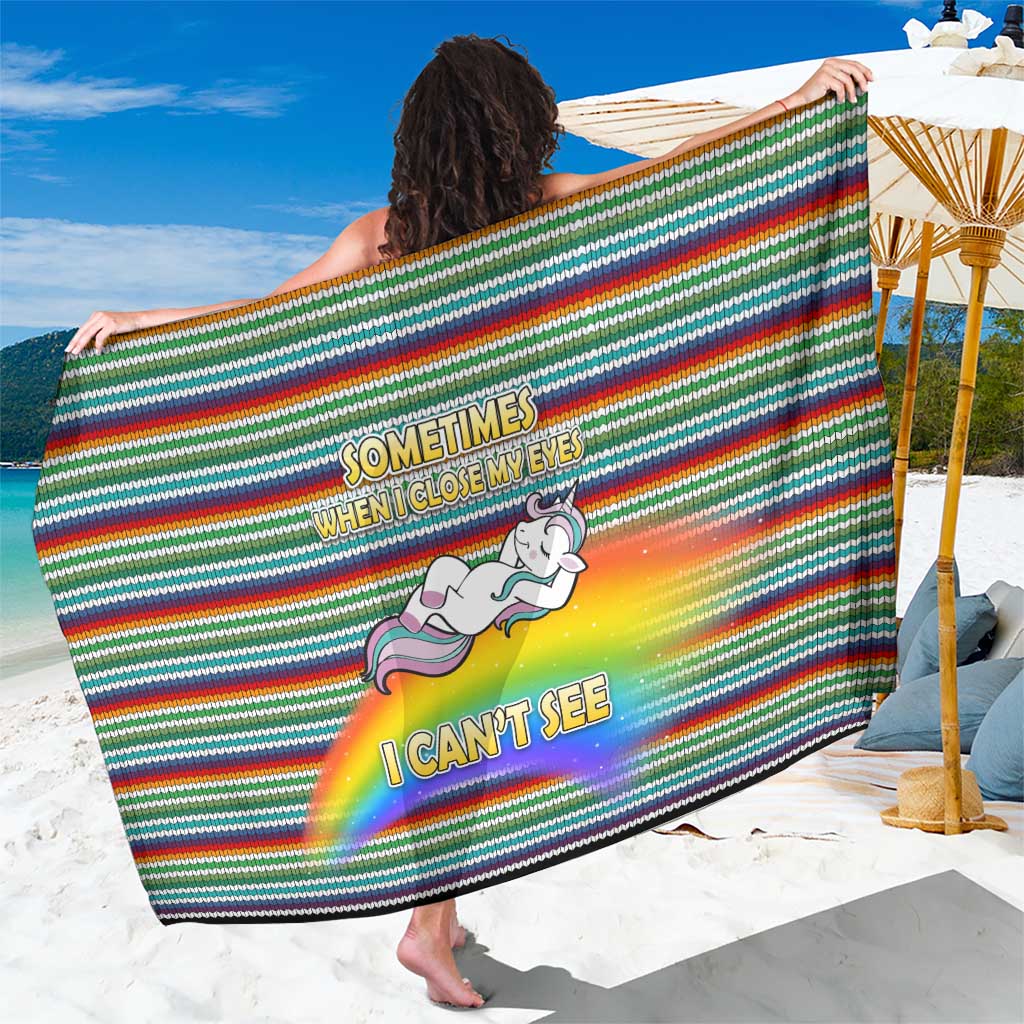 Funny Unicorn Sometimes When I Close My Eyes Christmas Sarong Xmas Holiday Patterns - Wonder Print Shop