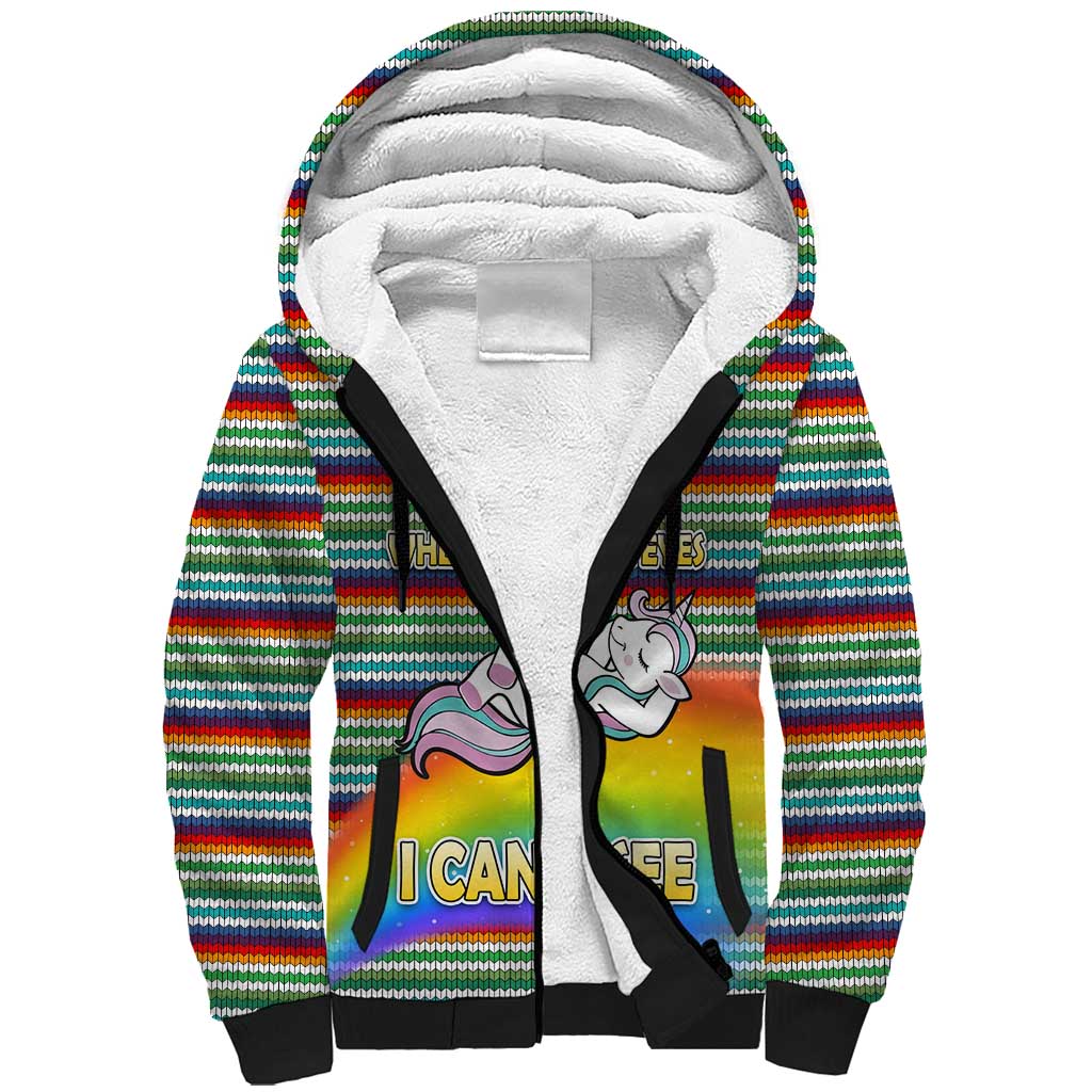 Funny Unicorn Sometimes When I Close My Eyes Christmas Sherpa Hoodie Xmas Holiday Patterns - Wonder Print Shop