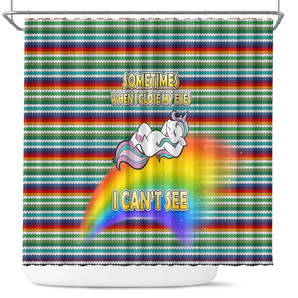 Funny Unicorn Sometimes When I Close My Eyes Christmas Shower Curtain Xmas Holiday Patterns - Wonder Print Shop