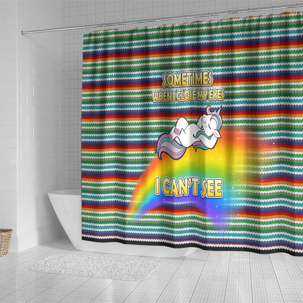 Funny Unicorn Sometimes When I Close My Eyes Christmas Shower Curtain Xmas Holiday Patterns - Wonder Print Shop