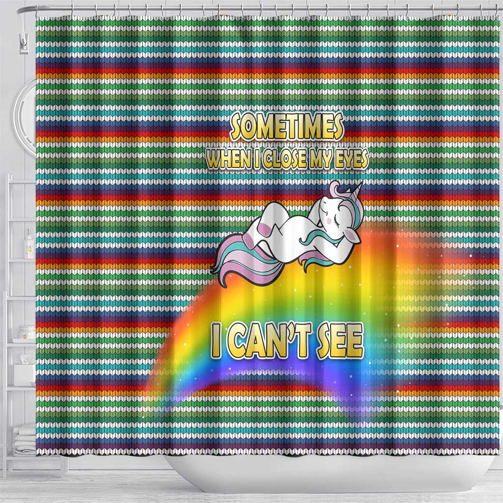 Funny Unicorn Sometimes When I Close My Eyes Christmas Shower Curtain Xmas Holiday Patterns - Wonder Print Shop