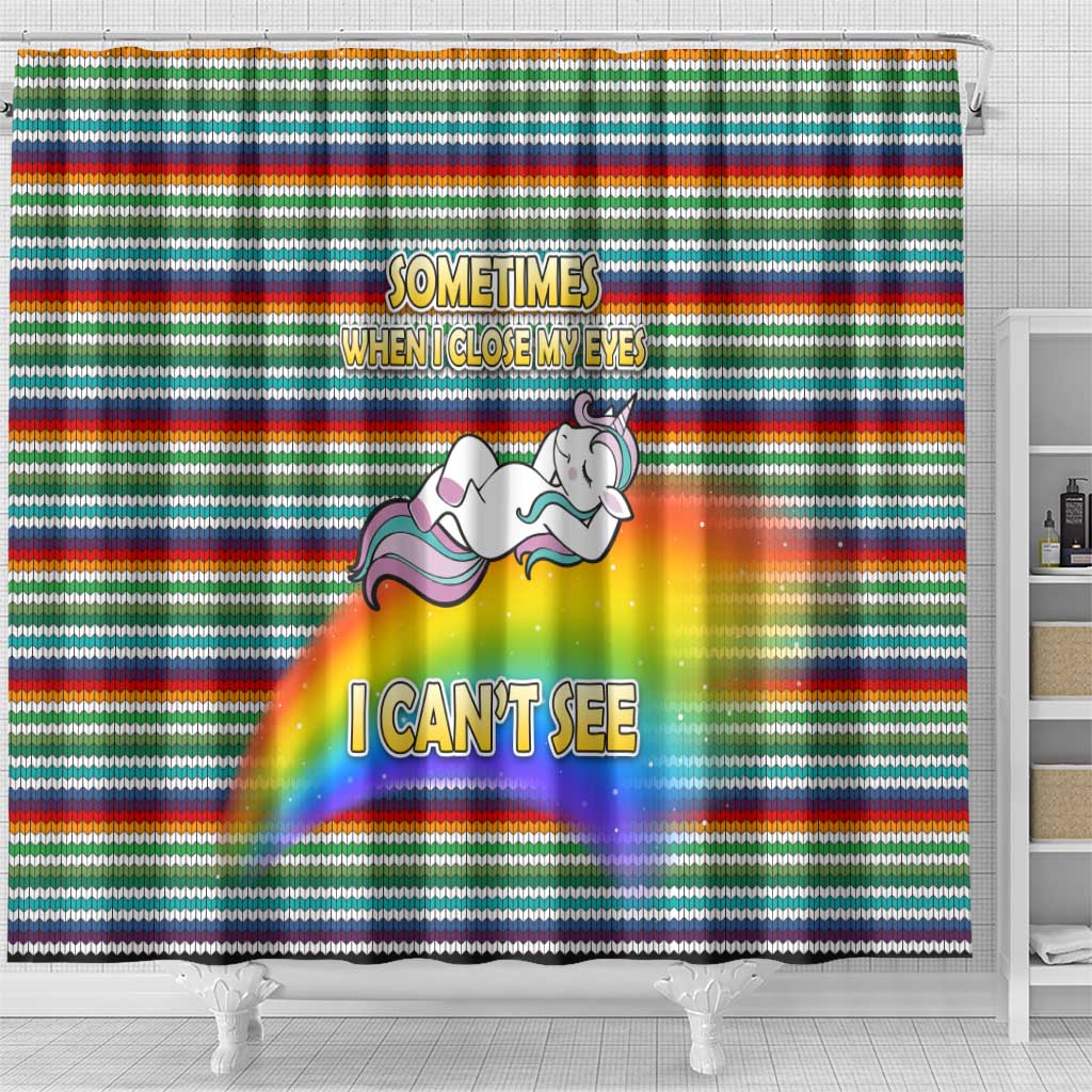 Funny Unicorn Sometimes When I Close My Eyes Christmas Shower Curtain Xmas Holiday Patterns - Wonder Print Shop