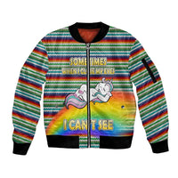 Funny Unicorn Sometimes When I Close My Eyes Christmas Sleeve Zip Bomber Jacket Xmas Holiday Patterns - Wonder Print Shop