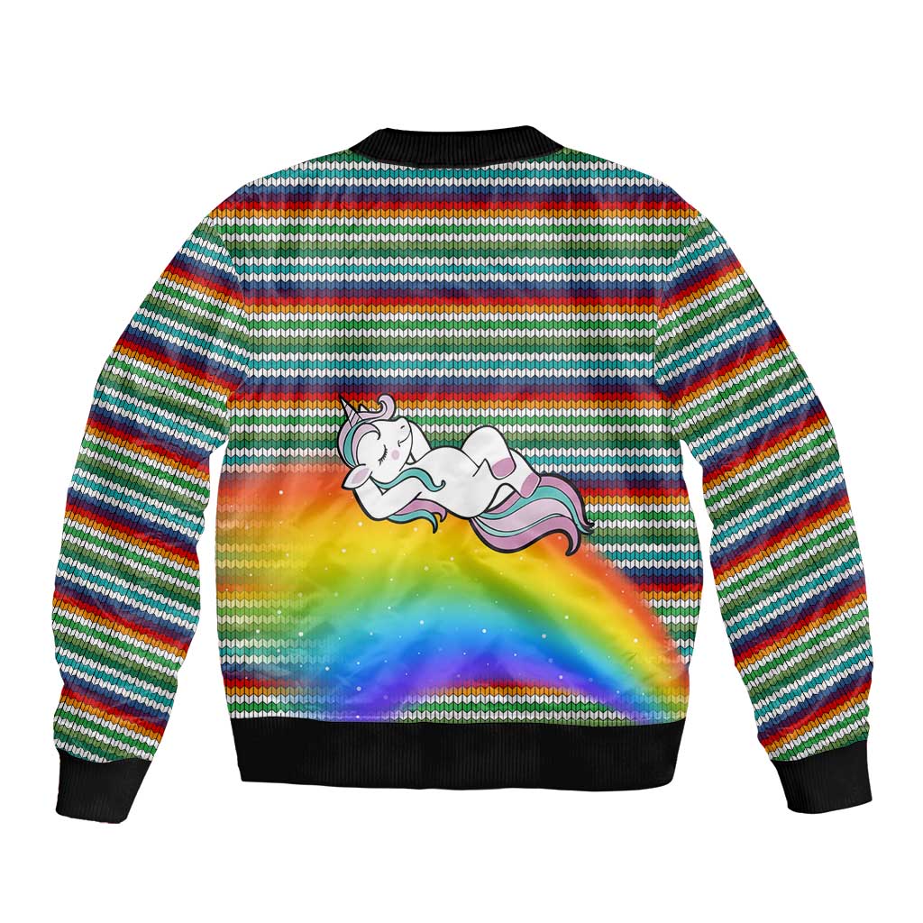 Funny Unicorn Sometimes When I Close My Eyes Christmas Sleeve Zip Bomber Jacket Xmas Holiday Patterns - Wonder Print Shop