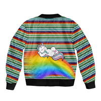Funny Unicorn Sometimes When I Close My Eyes Christmas Sleeve Zip Bomber Jacket Xmas Holiday Patterns - Wonder Print Shop