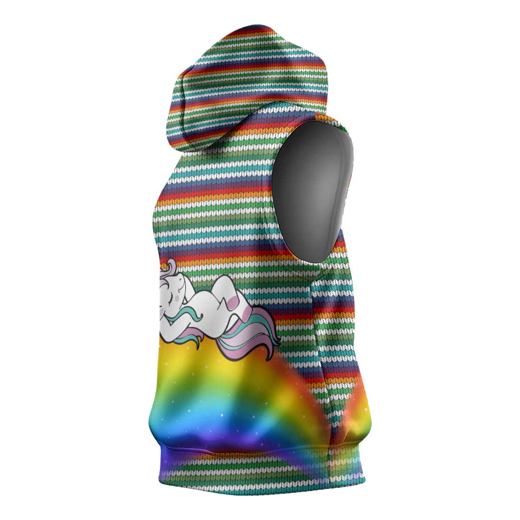 Funny Unicorn Sometimes When I Close My Eyes Christmas Sleeveless Hoodie Xmas Holiday Patterns - Wonder Print Shop
