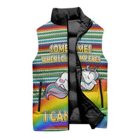 Funny Unicorn Sometimes When I Close My Eyes Christmas Sleeveless Puffer Jacket Xmas Holiday Patterns - Wonder Print Shop