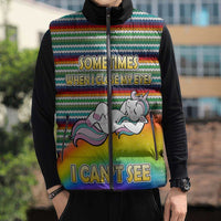Funny Unicorn Sometimes When I Close My Eyes Christmas Sleeveless Puffer Jacket Xmas Holiday Patterns - Wonder Print Shop