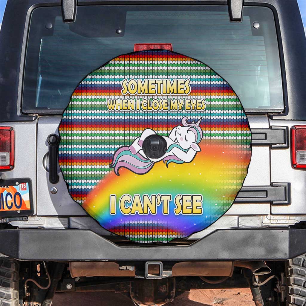Funny Unicorn Sometimes When I Close My Eyes Christmas Spare Tire Cover Xmas Holiday Patterns - Wonder Print Shop