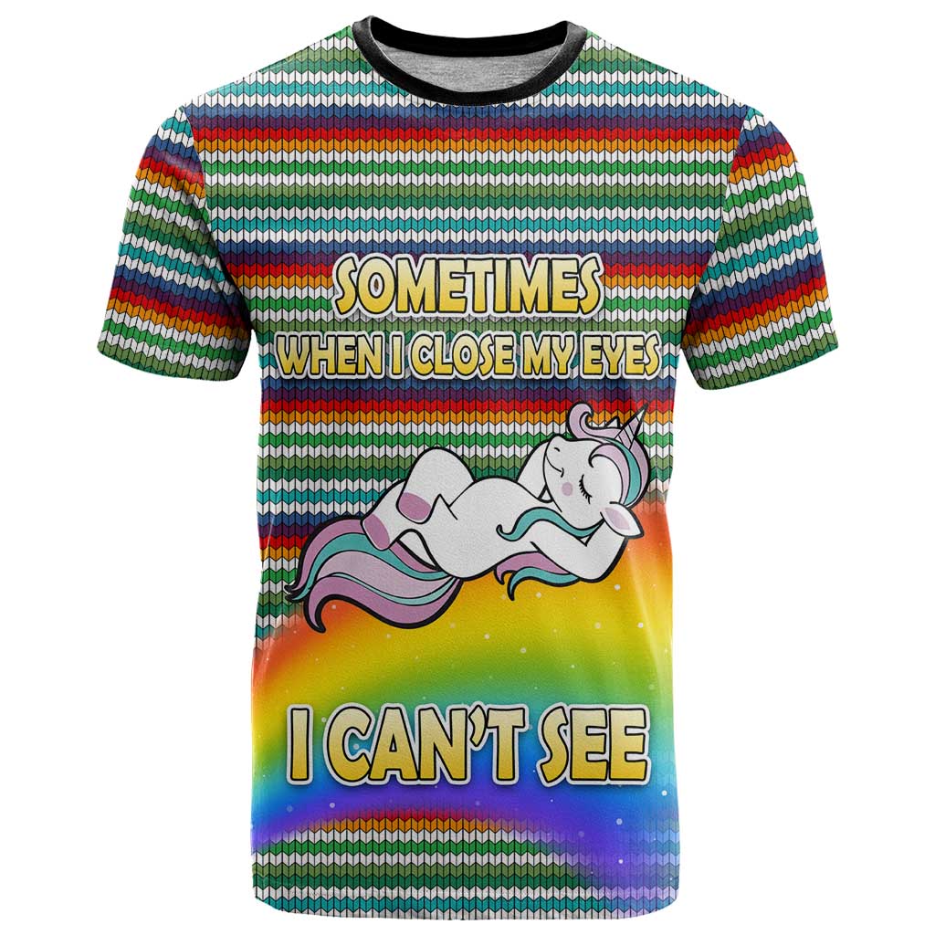 Funny Unicorn Sometimes When I Close My Eyes Christmas T Shirt Xmas Holiday Patterns - Wonder Print Shop