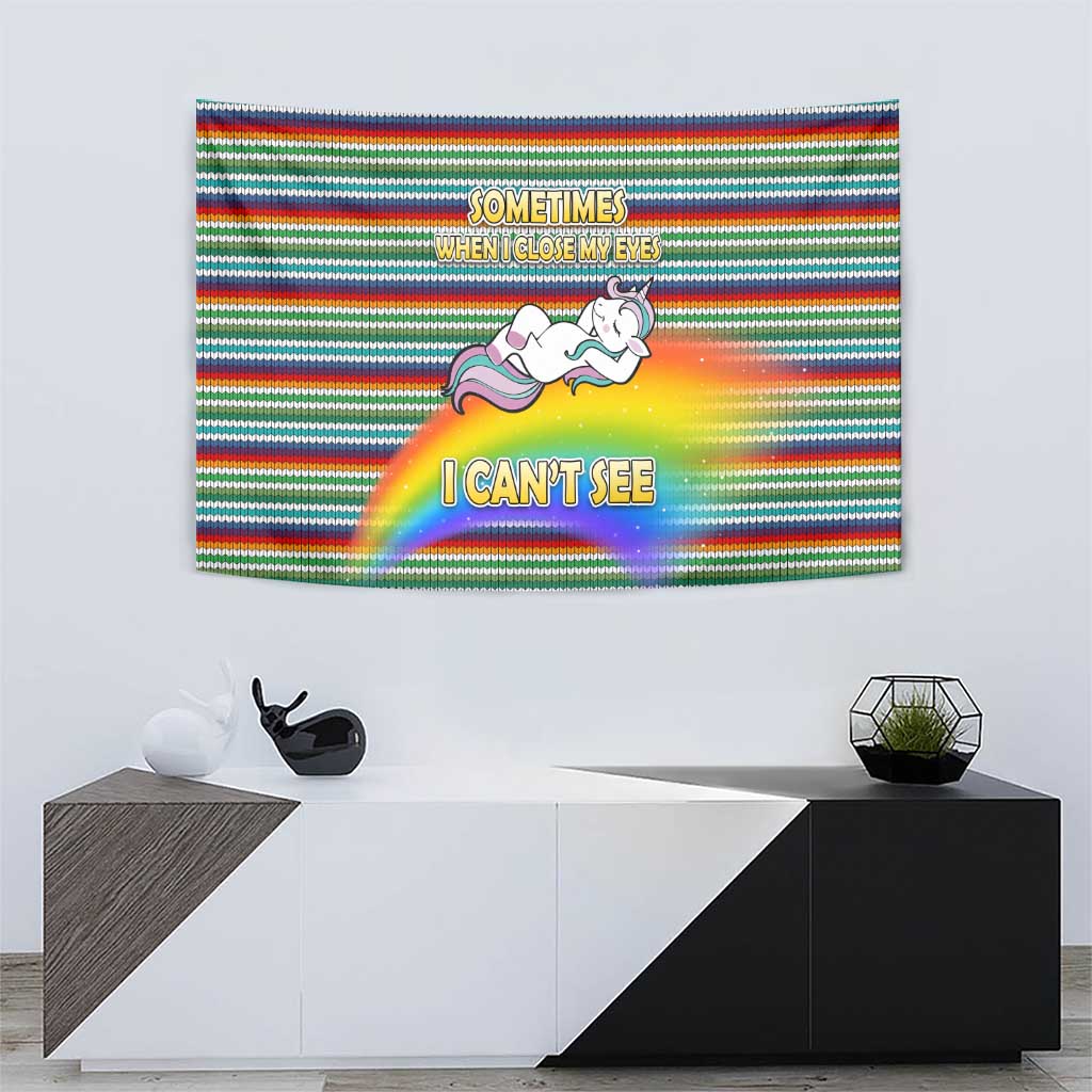 Funny Unicorn Sometimes When I Close My Eyes Christmas Tapestry Xmas Holiday Patterns - Wonder Print Shop
