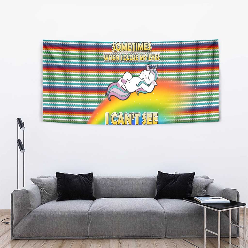 Funny Unicorn Sometimes When I Close My Eyes Christmas Tapestry Xmas Holiday Patterns - Wonder Print Shop