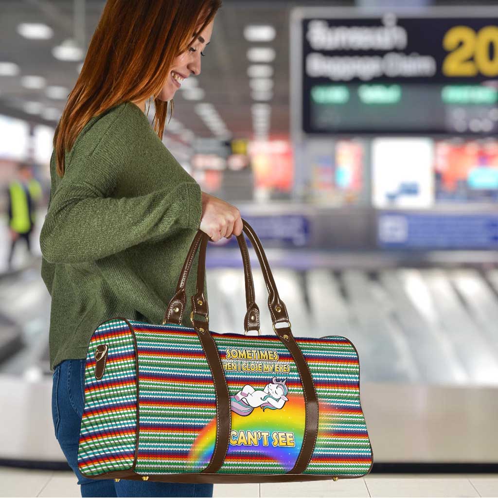 Funny Unicorn Sometimes When I Close My Eyes Christmas Travel Bag Xmas Holiday Patterns - Wonder Print Shop