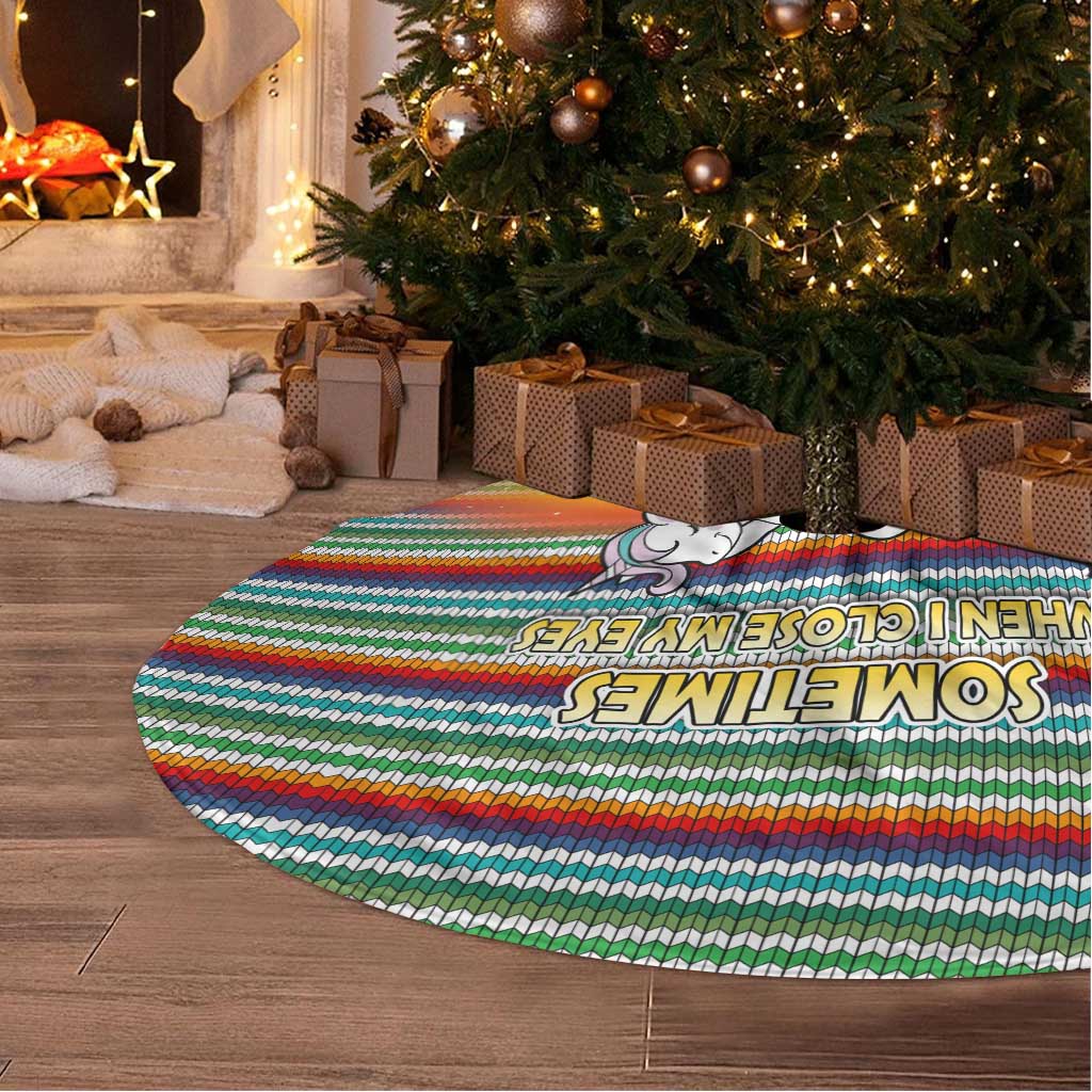 Funny Unicorn Sometimes When I Close My Eyes Christmas Tree Skirt Xmas Holiday Patterns - Wonder Print Shop