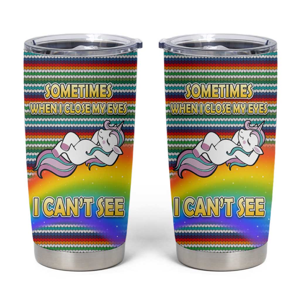 Funny Unicorn Sometimes When I Close My Eyes Christmas Tumbler Cup Xmas Holiday Patterns - Wonder Print Shop