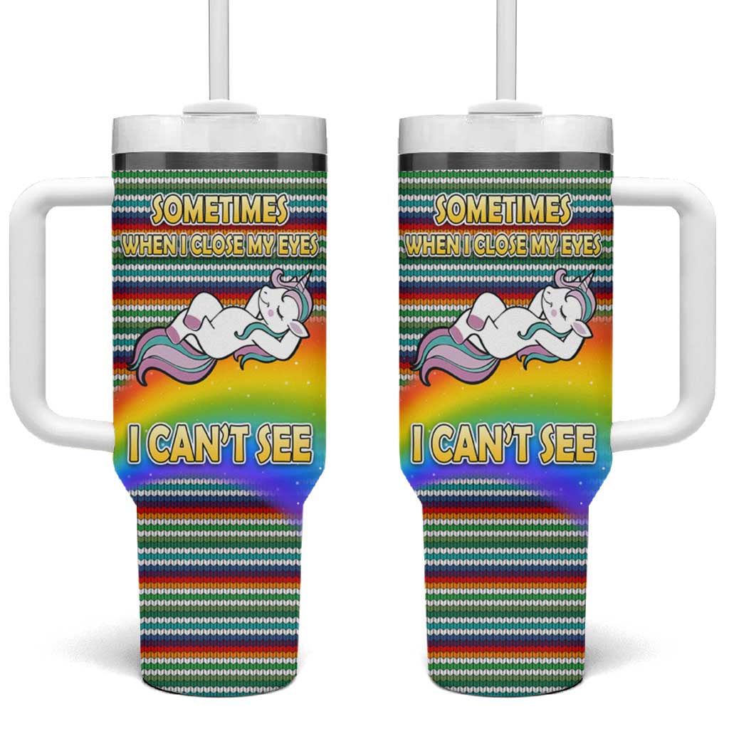 Funny Unicorn Sometimes When I Close My Eyes Christmas Tumbler With Handle Xmas Holiday Patterns - Wonder Print Shop