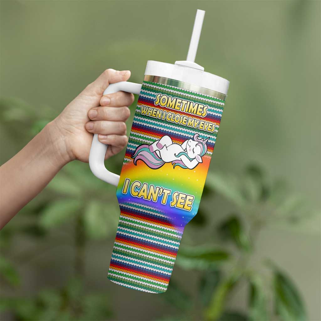 Funny Unicorn Sometimes When I Close My Eyes Christmas Tumbler With Handle Xmas Holiday Patterns - Wonder Print Shop