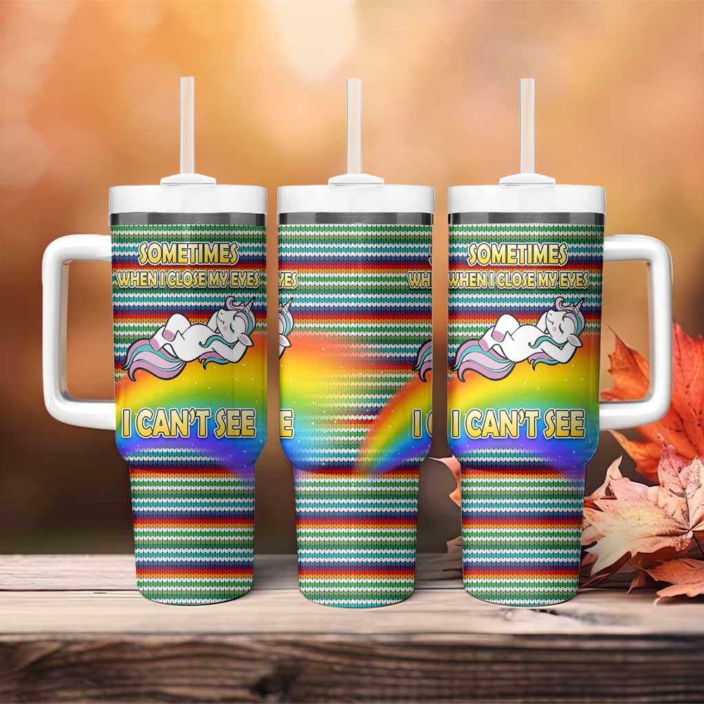 Funny Unicorn Sometimes When I Close My Eyes Christmas Tumbler With Handle Xmas Holiday Patterns - Wonder Print Shop