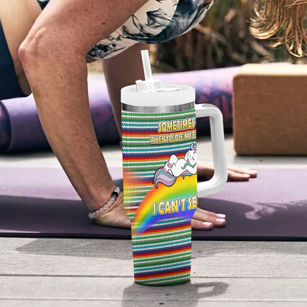 Funny Unicorn Sometimes When I Close My Eyes Christmas Tumbler With Handle Xmas Holiday Patterns - Wonder Print Shop