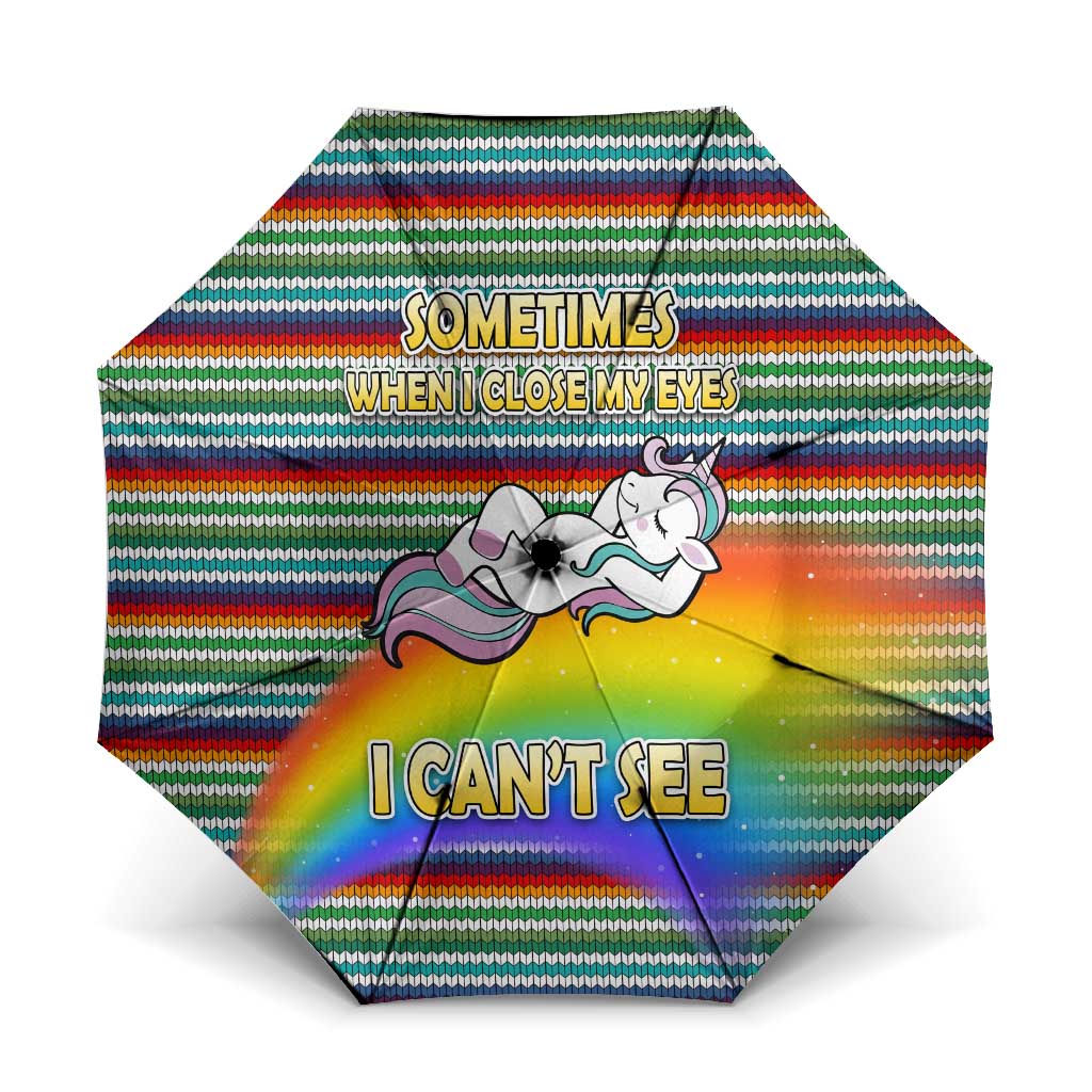 Funny Unicorn Sometimes When I Close My Eyes Christmas Umbrella Xmas Holiday Patterns - Wonder Print Shop