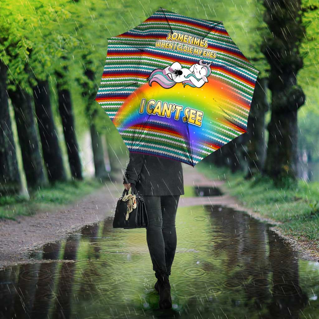 Funny Unicorn Sometimes When I Close My Eyes Christmas Umbrella Xmas Holiday Patterns - Wonder Print Shop