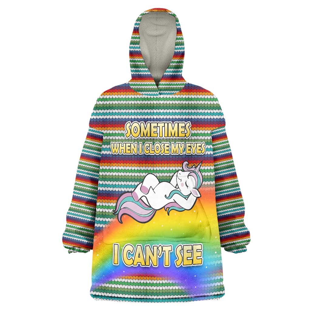 Funny Unicorn Sometimes When I Close My Eyes Christmas Wearable Blanket Hoodie Xmas Holiday Patterns - Wonder Print Shop