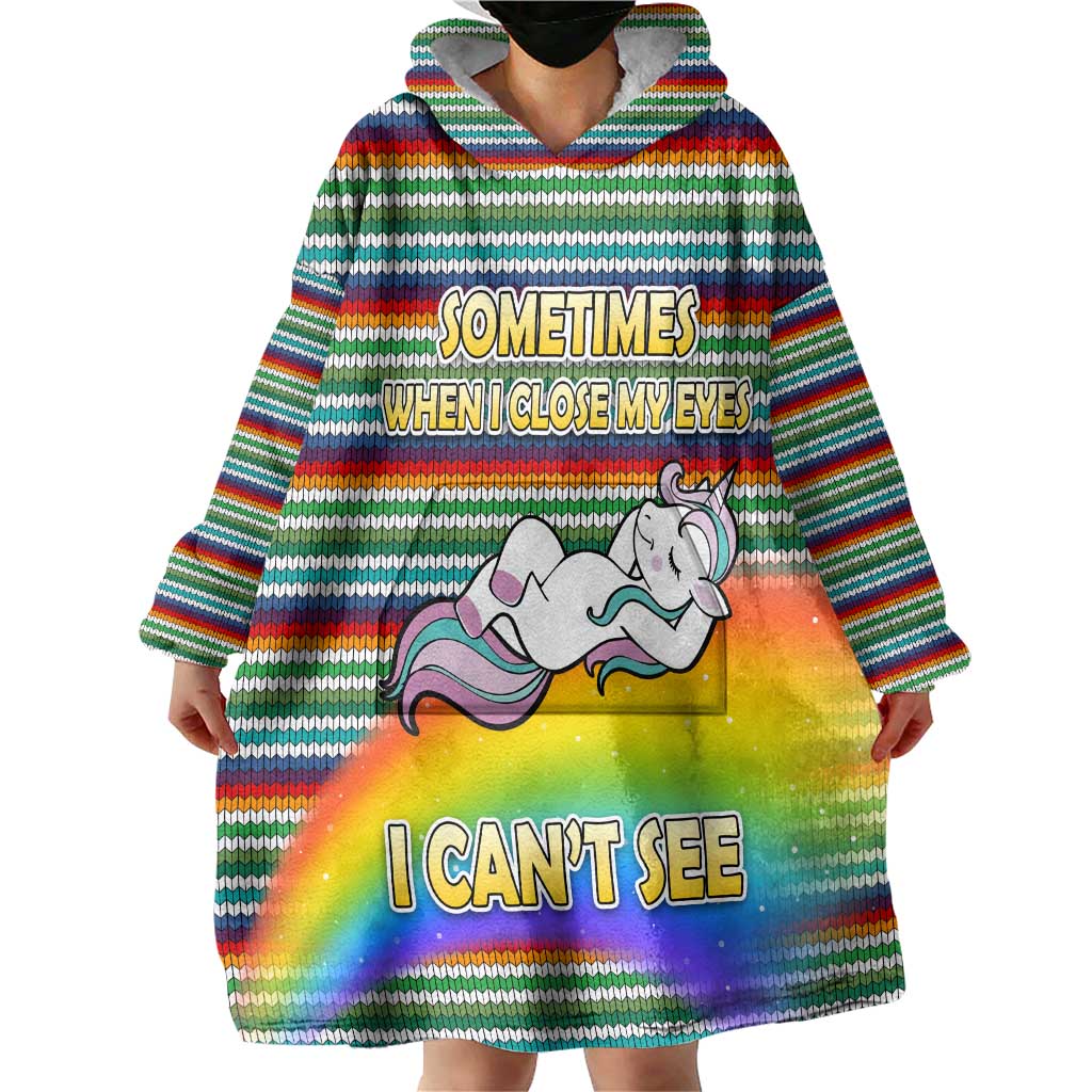 Funny Unicorn Sometimes When I Close My Eyes Christmas Wearable Blanket Hoodie Xmas Holiday Patterns - Wonder Print Shop